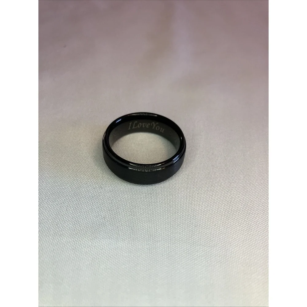 Unbranded Ring Unisex Size 10 Black Like New Engraved I Love You Stainless Steel